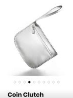 Clutch Bags New York silver leather coin pouch wristlet with a braided trim edge